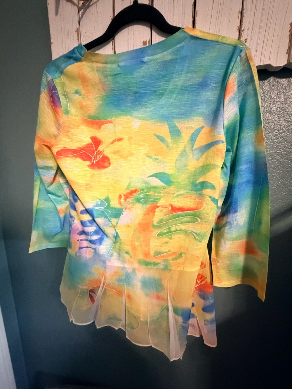 Laura Ashley Multicolor Tropical Print Tunic - Yellow, Blue, Green, Orange NWOT - Picture 2 of 3